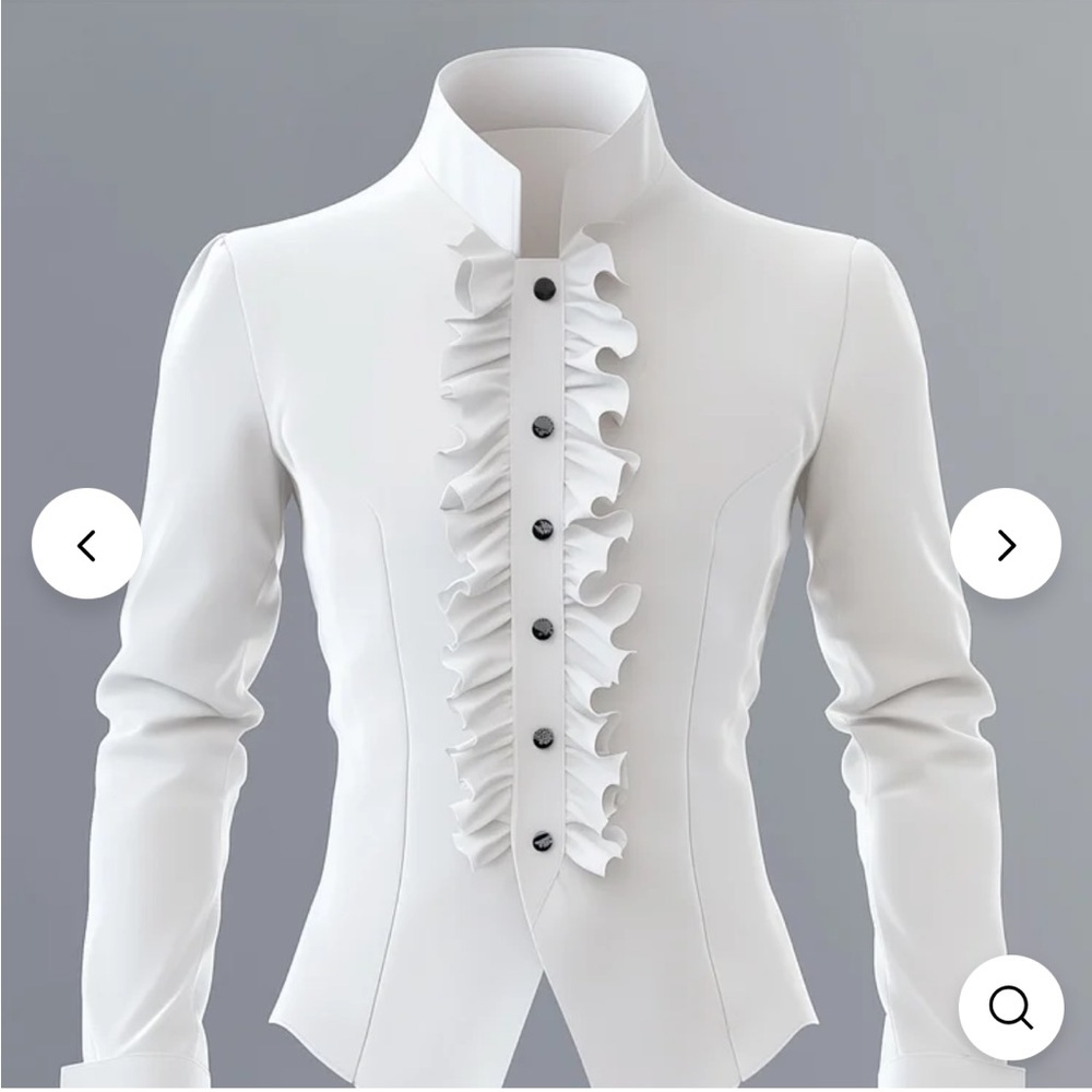 Elegant White Ruffled collar prom dress formal shirt renaissance cosplay band - Picture 2 of 3